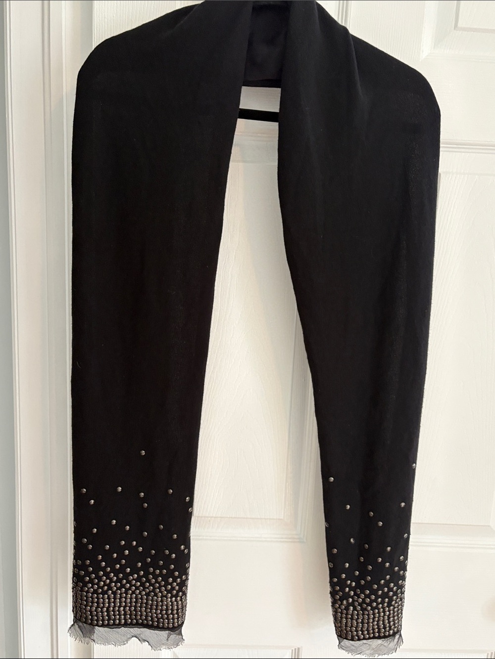 Luisa Cerano Black Stud-Embellished Women's Scarf silk and wool